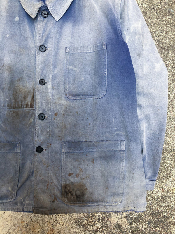 1970s Faded Oil Stained French Chore Jacket