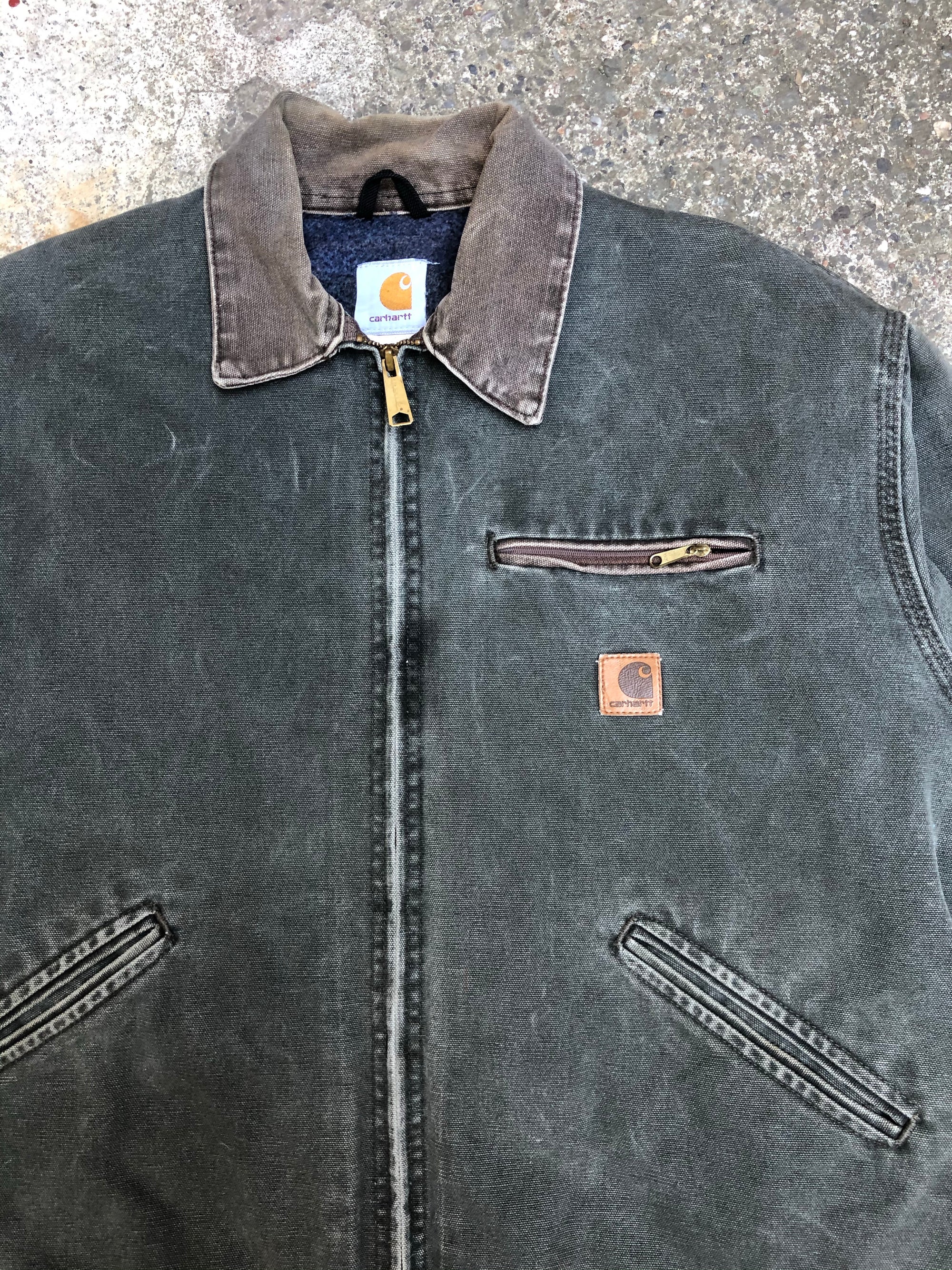 1990s Carhartt Faded Moss Green Lined Work Jacket