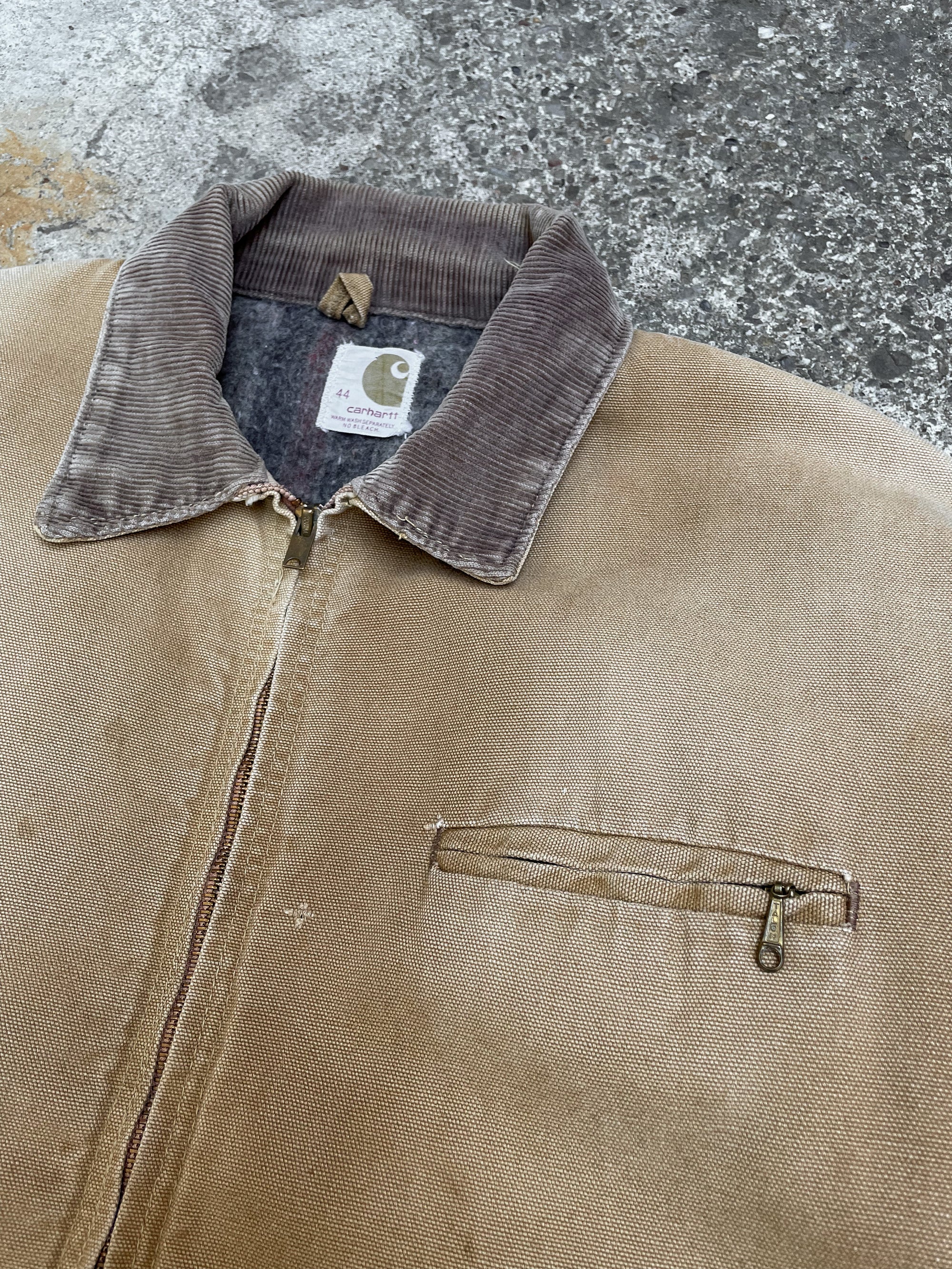 1970s Carhartt Faded Tan Talon Zip Lined Work Jacket