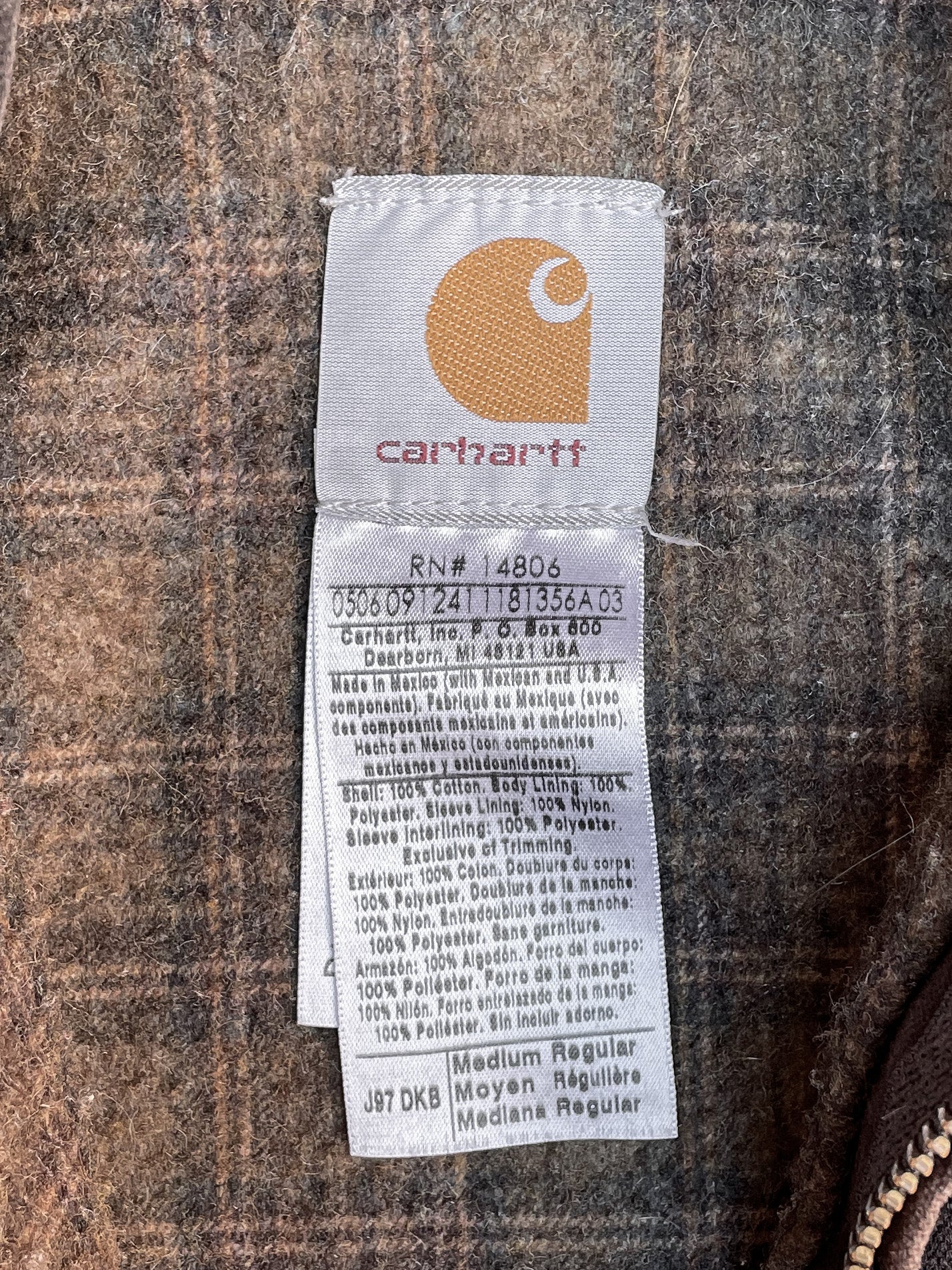 Carhartt Faded Dark Brown Lined Work Jacket (S/M)