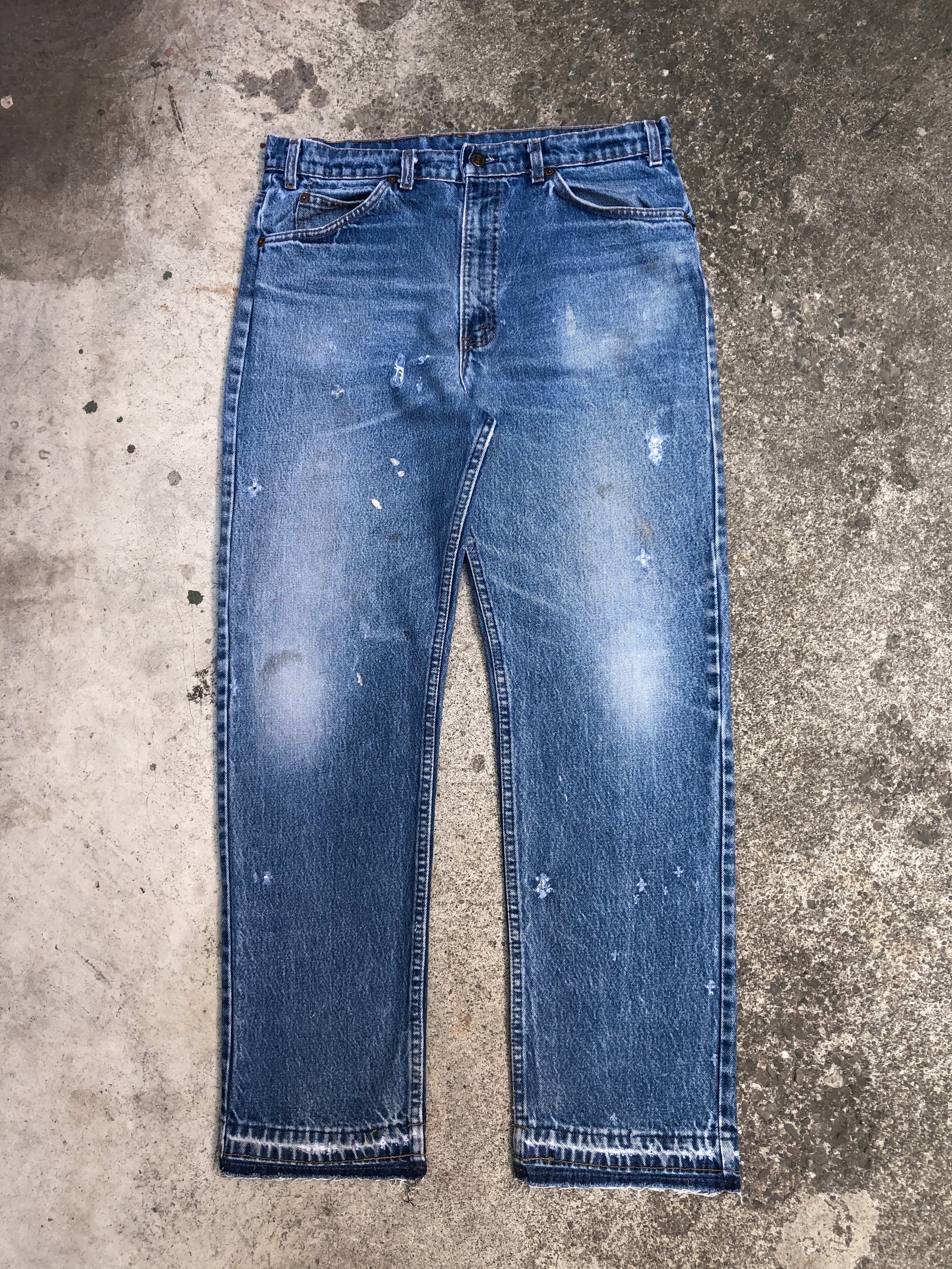 1980s Orange Tab Levis Worn In Blue 509 Released Hem (34X29)