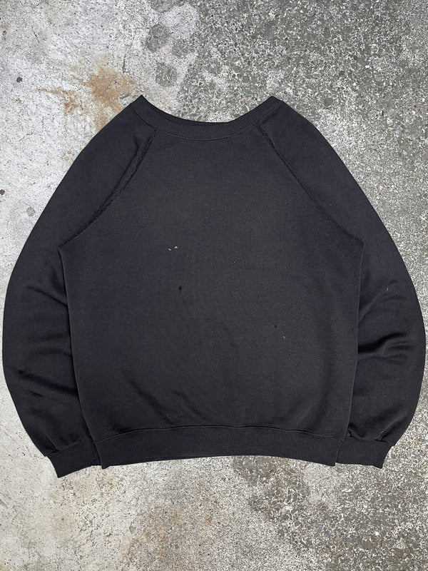 1990s Faded Black Raglan Sweatshirt (M)