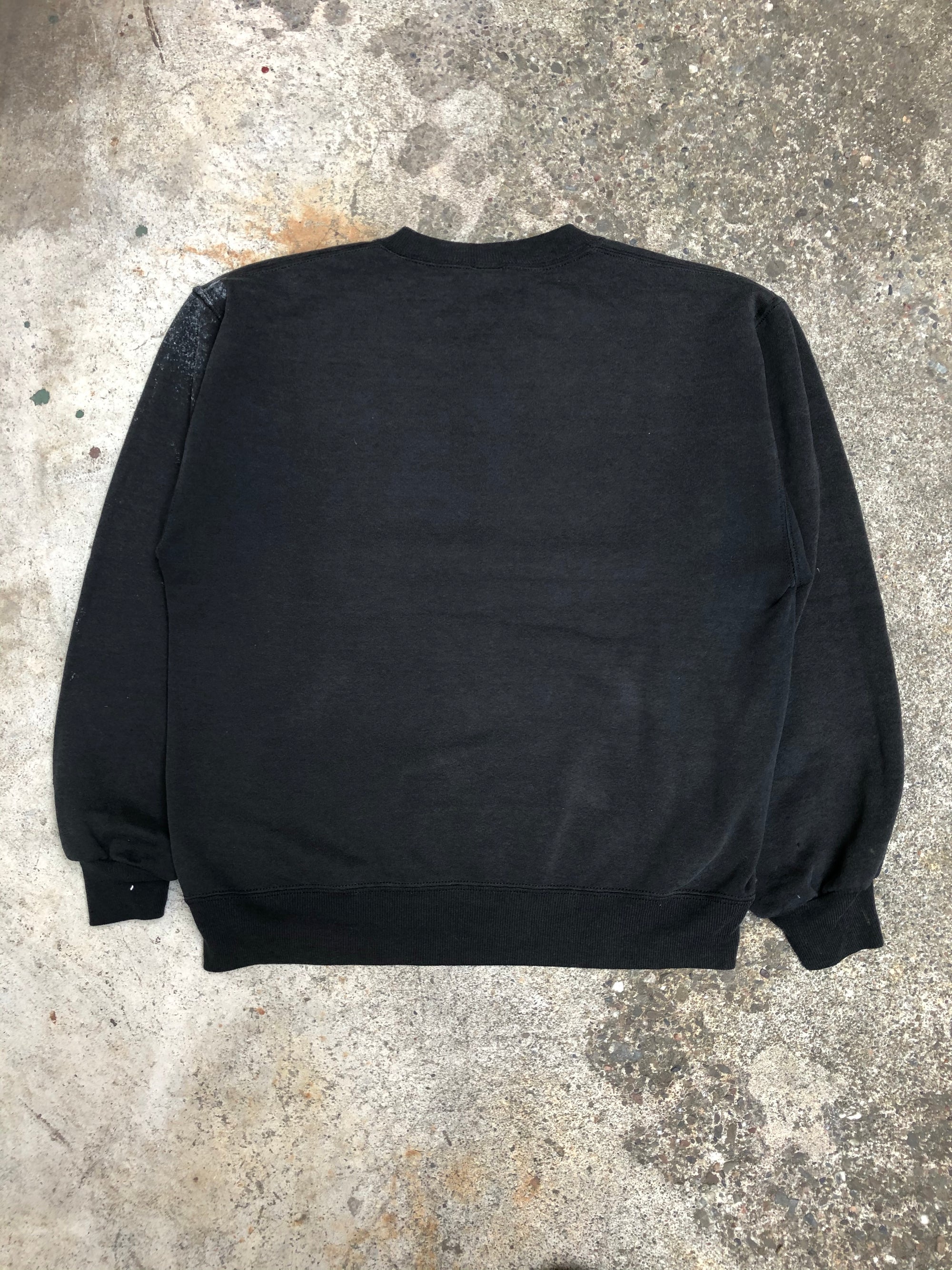 1980s Russell Faded Black Blank Paint Sweatshirt