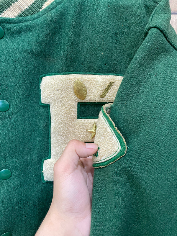 1950s “Rosedale Club” Faded Green Wool Varsity Jacket