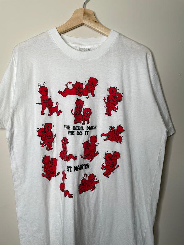 1990s “The Devil Made Me Do It” Single Stitched Tourist Tee (L)