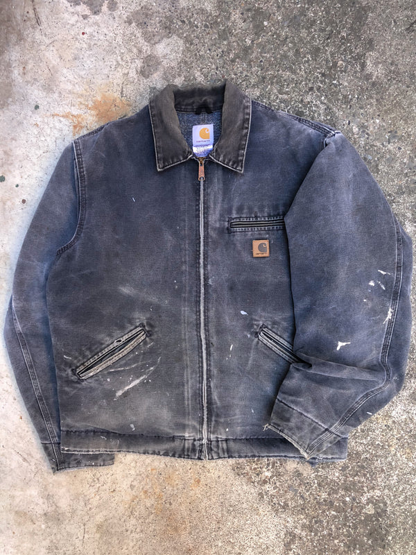 1990s Carhartt Faded Painted Petrol Blue Lined Work Jacket (M/L)