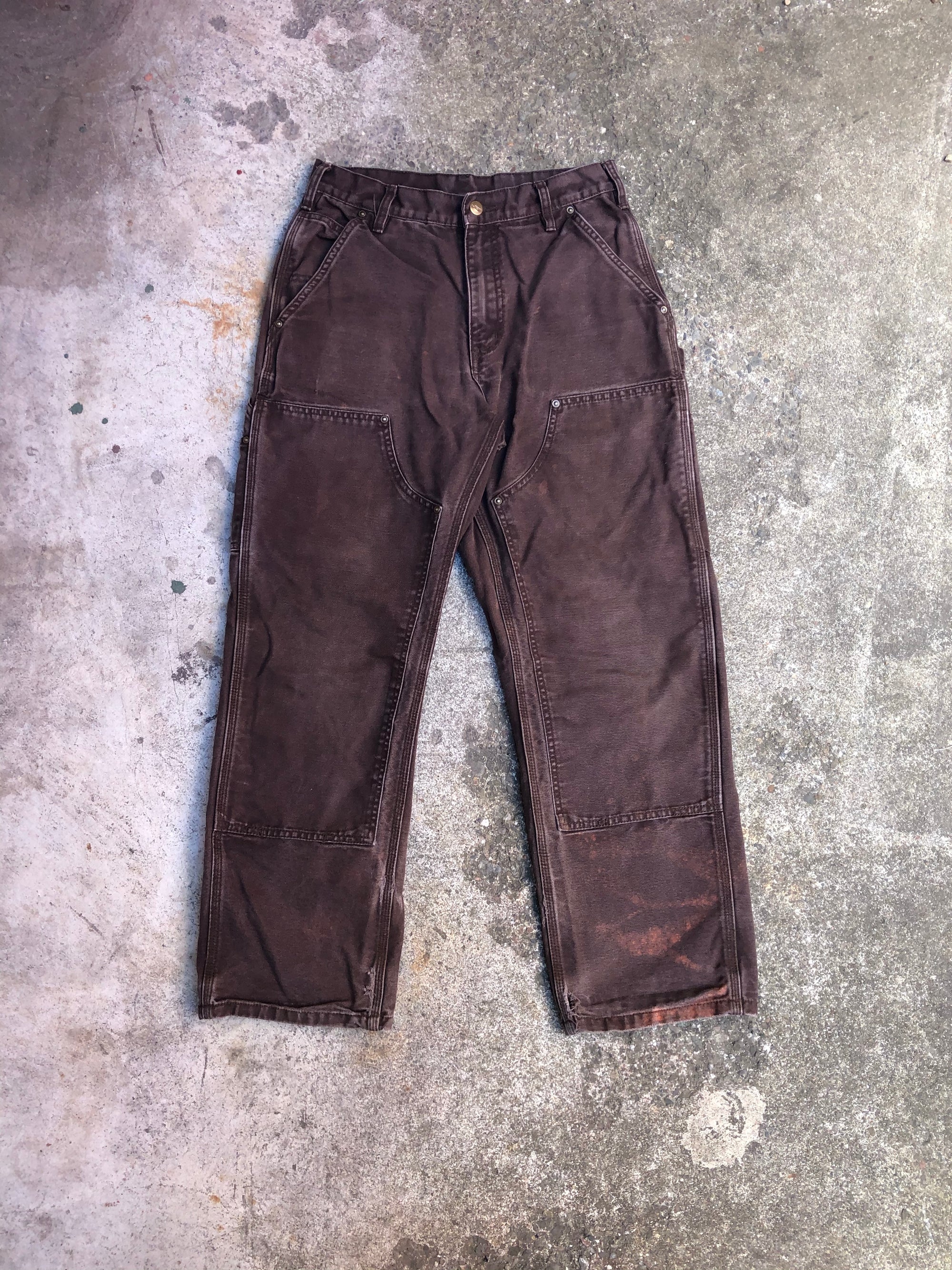 Carhartt B136 Dark Brown Double Front Knee Work Pants (30X29)