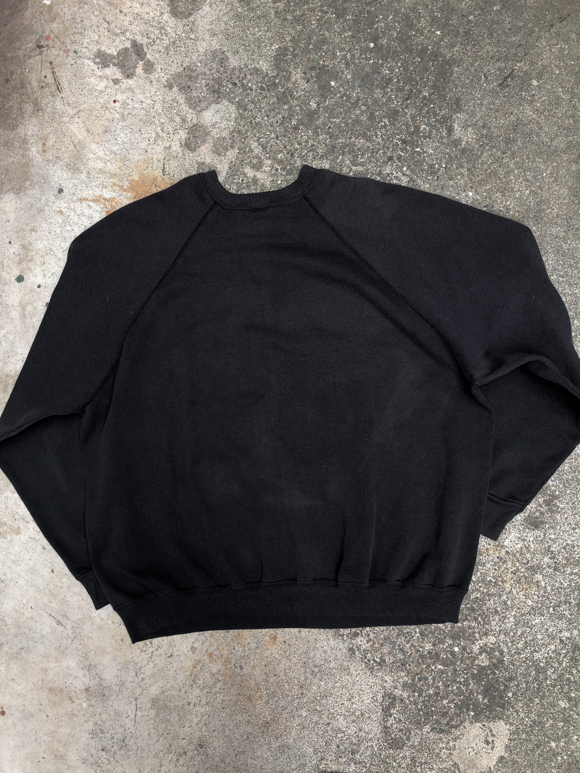 1990s Faded Black Blank Raglan Sweatshirt