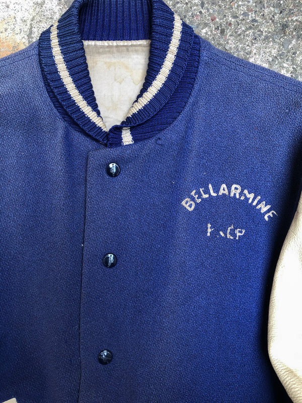 1960s Sun Faded Chain Stitch “Bellarmine Prep” Varsity Jacket