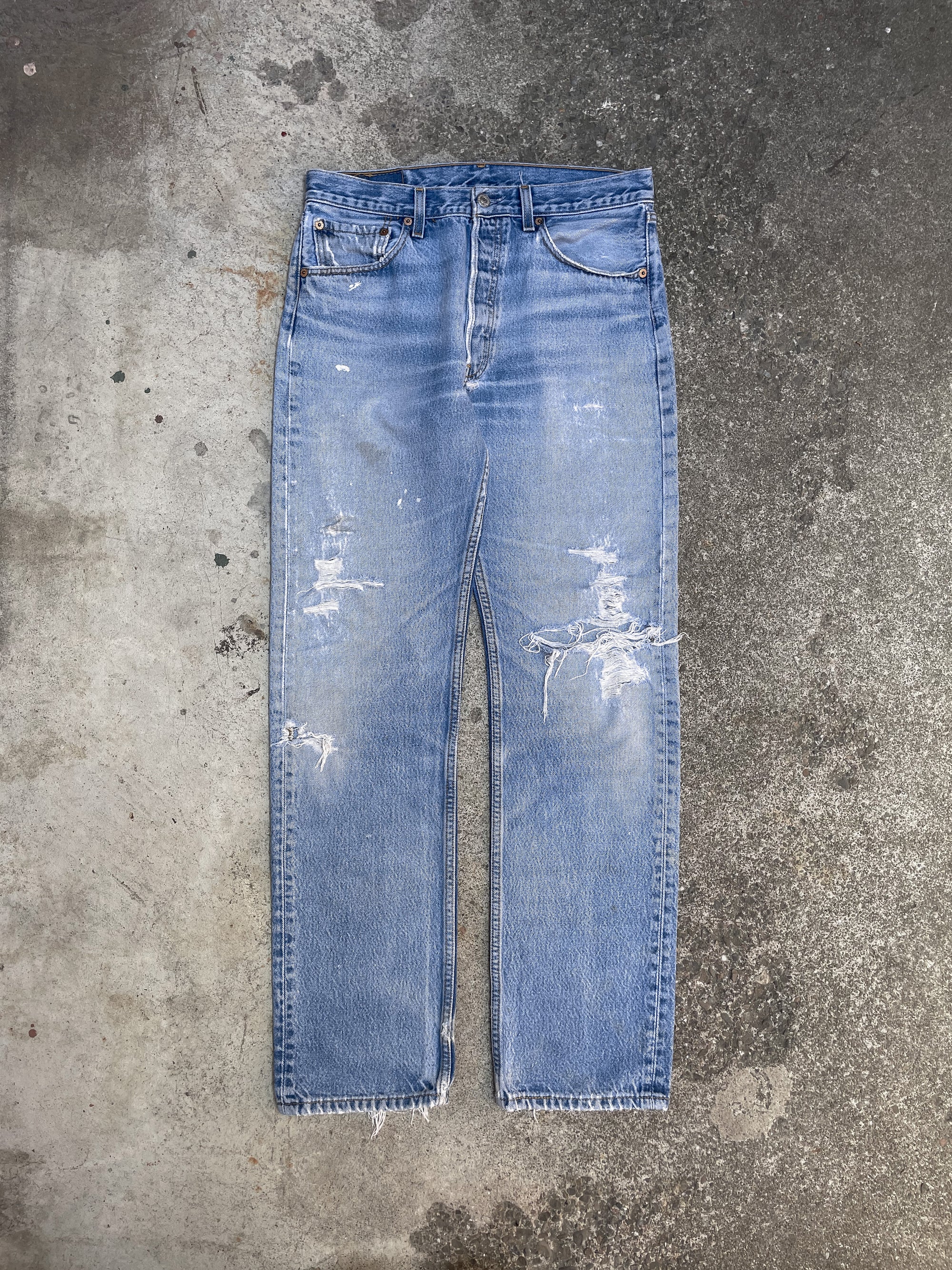 1990s Levis Distressed Faded Blue 501XX (31X30)