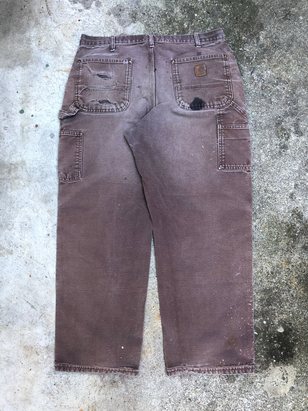 Carhartt B136 Dark Brown Double Front Knee Work Pants (35X28)