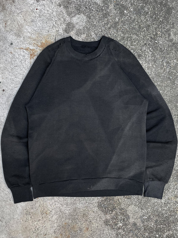 1980s Sun Faded Black Raglan Sweatshirt