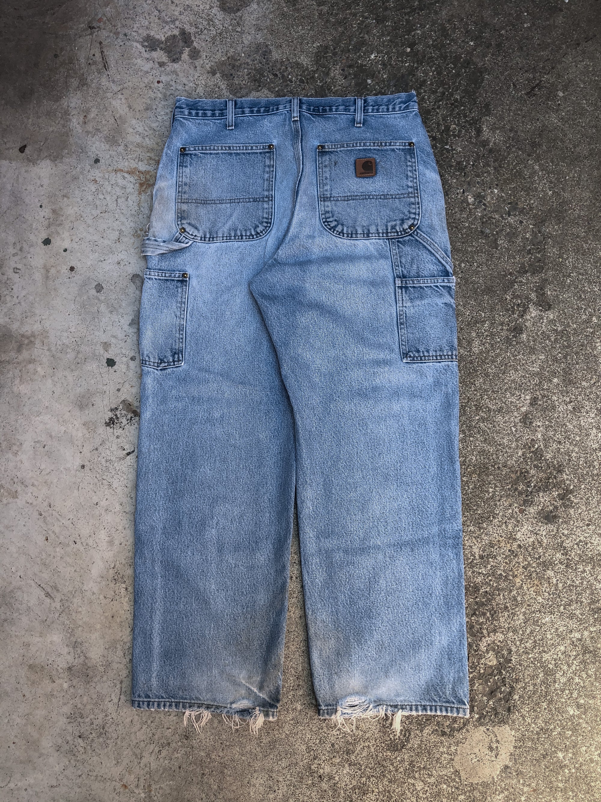 Carhartt B73 Blue Denim Double Front Knee Work Pants (32X28)