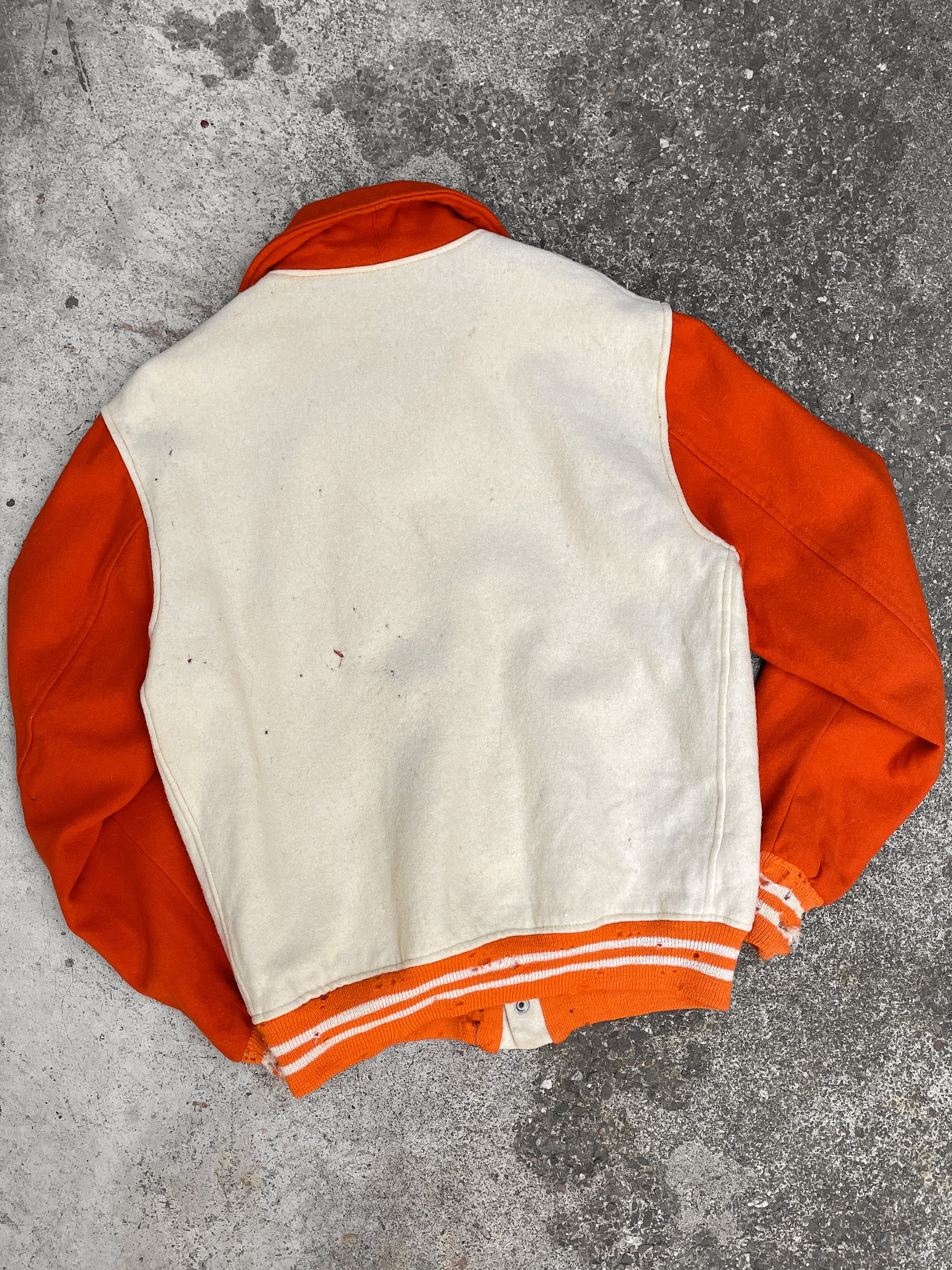 1960s Orange Cream Wool Varsity Jacket (S)