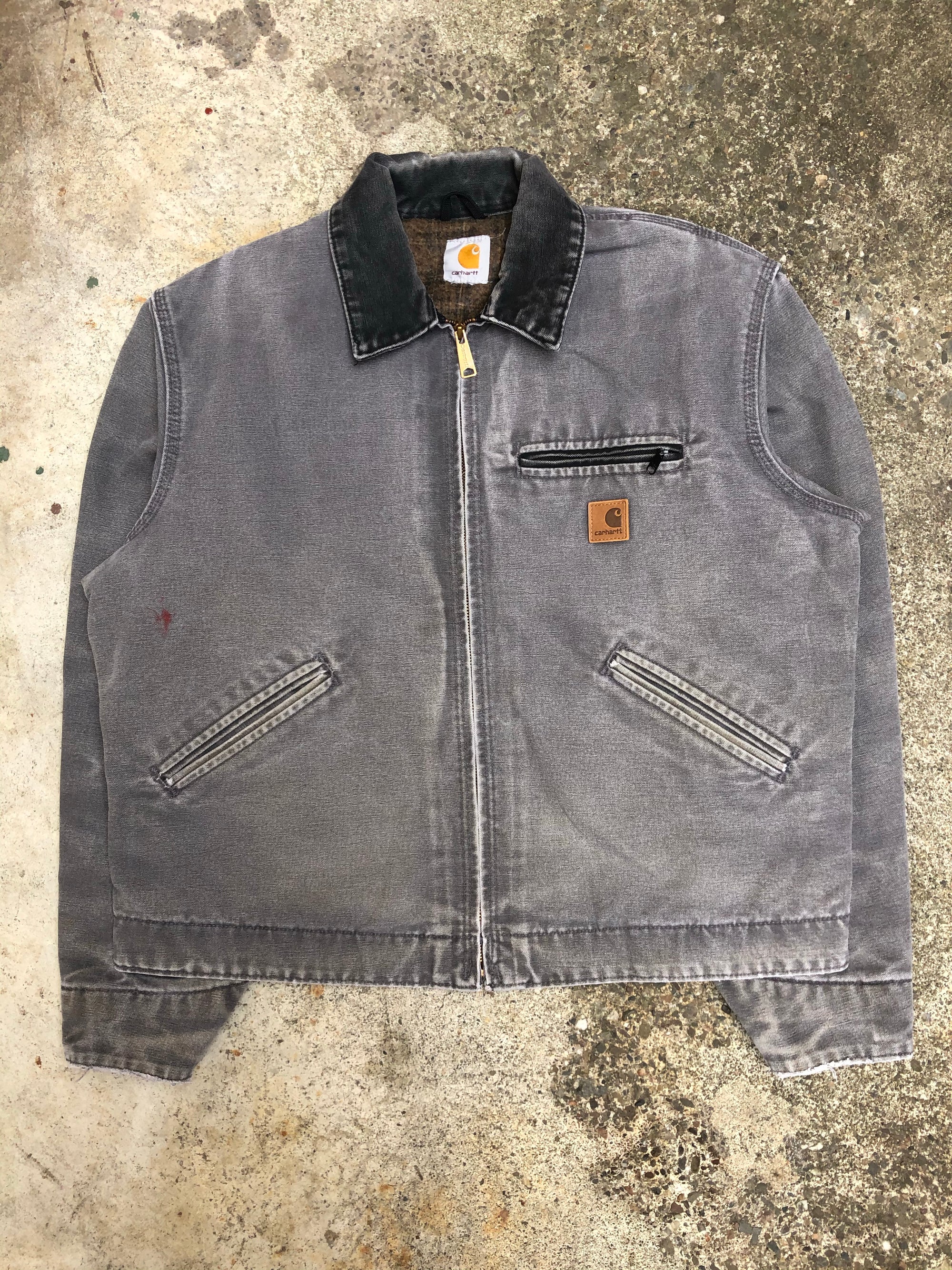 1990s Carhartt Faded Gravel Grey Lined Work Jacket