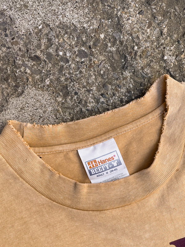 Vintage Sun Faded Orange “Get A Life…” Hanes Beefy Tee (M)