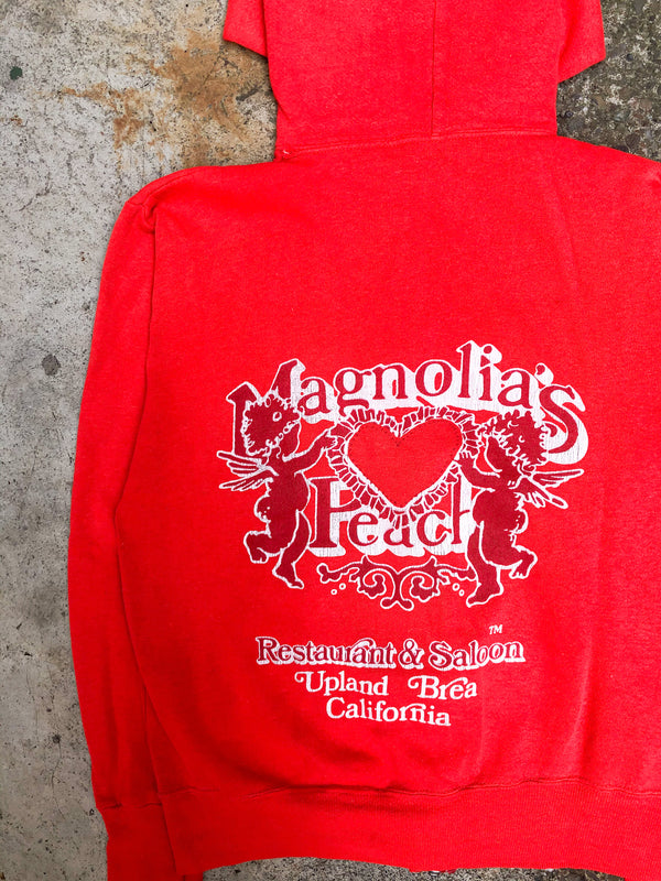 1980s Cherry Red “Magnolia’s Peach” Zip Up Hoodie