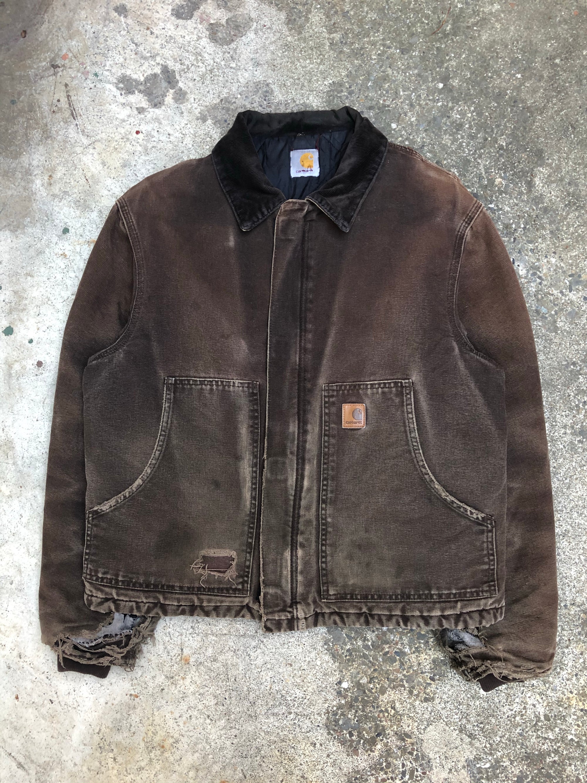 1990s Carhartt Faded Dark Brown Quilted Arctic Jacket (M/L)