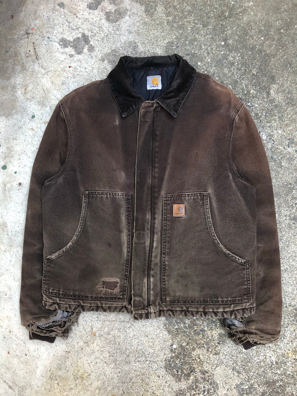 1990s Carhartt Faded Dark Brown Quilted Arctic Jacket (M/L)