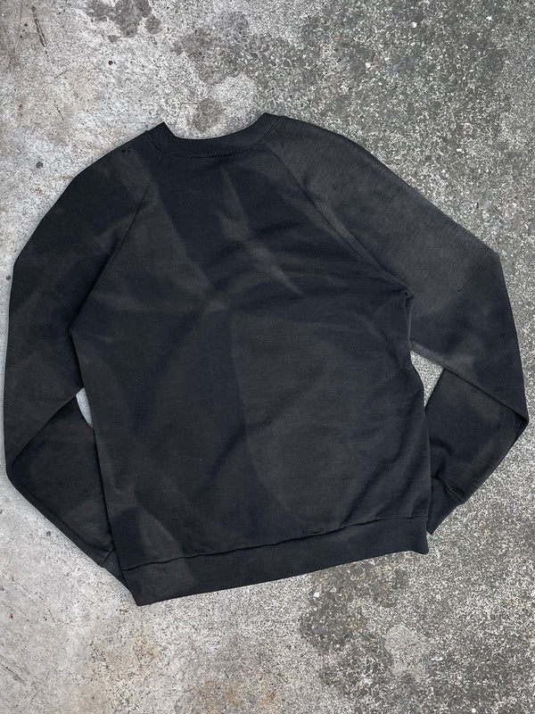 1980s Sun Faded Black Raglan Sweatshirt