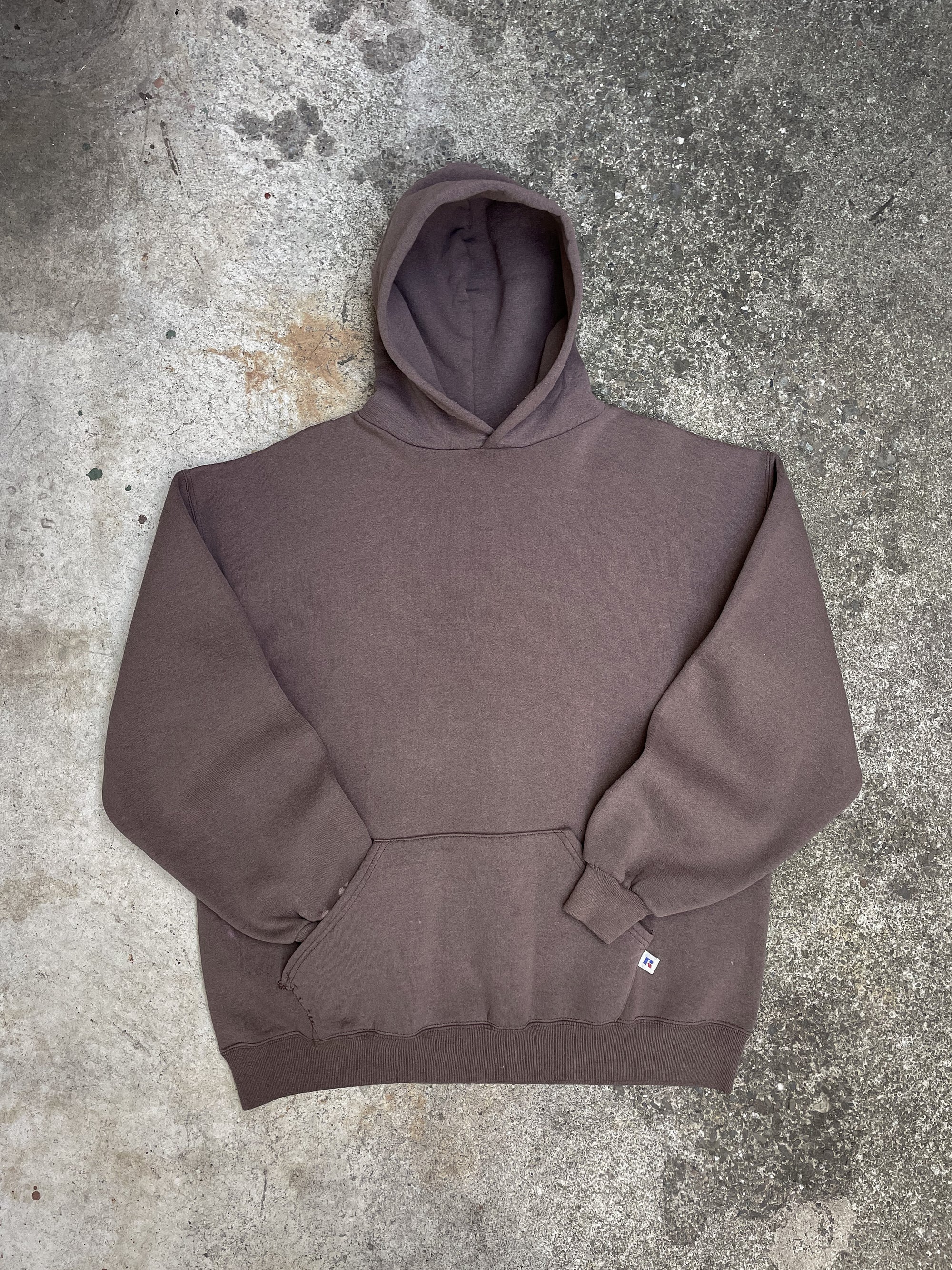 1990s Russell Faded Brown Blank Hoodie