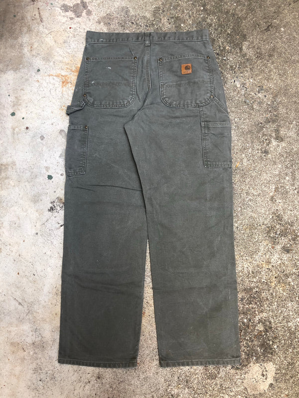 Carhartt B136 Moss Green Double Front Knee Work Pants (31X29)