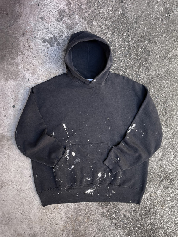 1990s Painted Faded Black Blank Hoodie