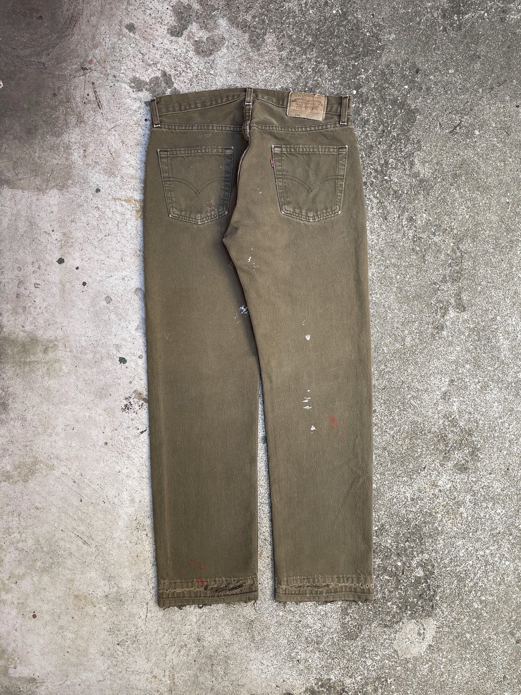 Vintage Levi’s Painted Faded Olive 501 Released Hem (32X30)