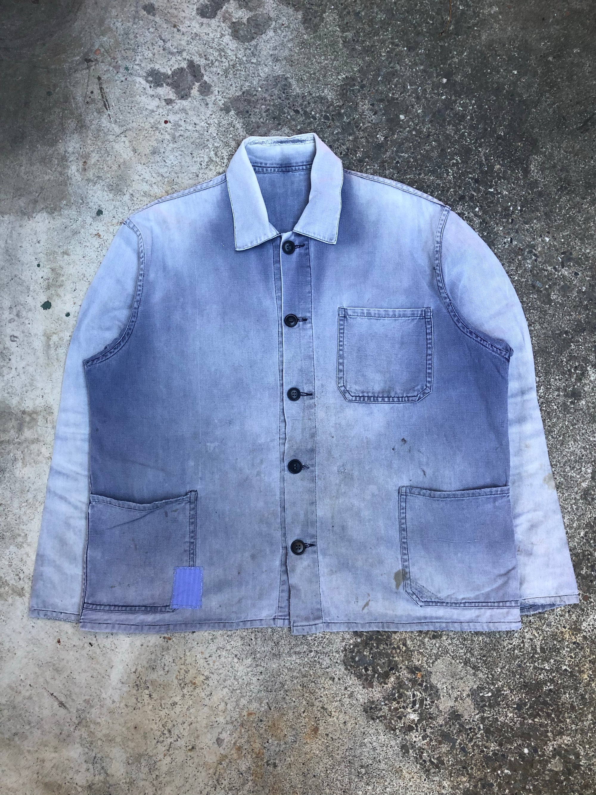 1960s Sun Faded Repaired French Chore Jacket