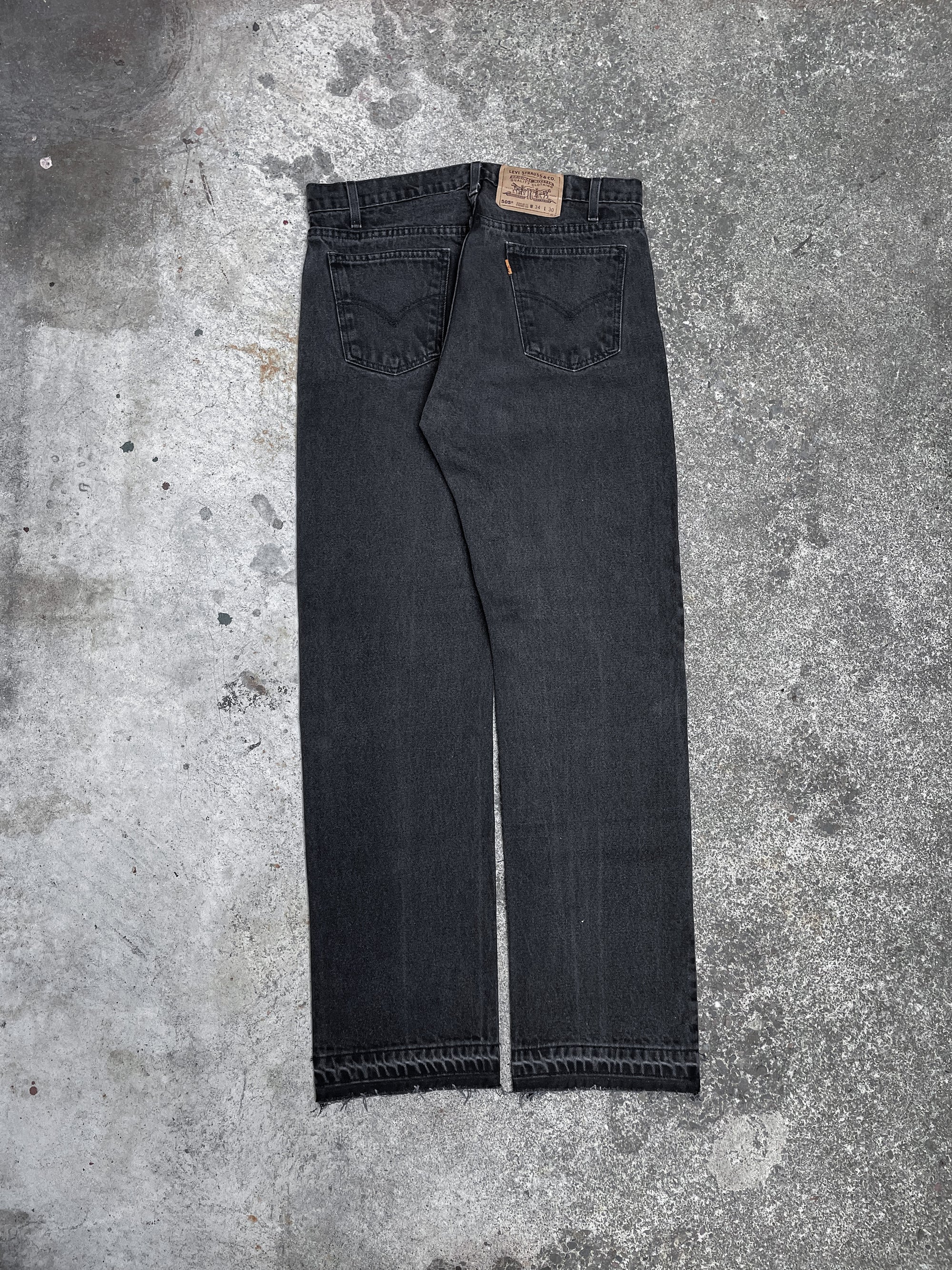 1990s Orange Tab Levi’s Faded Black 505 Released Hem (33X30)