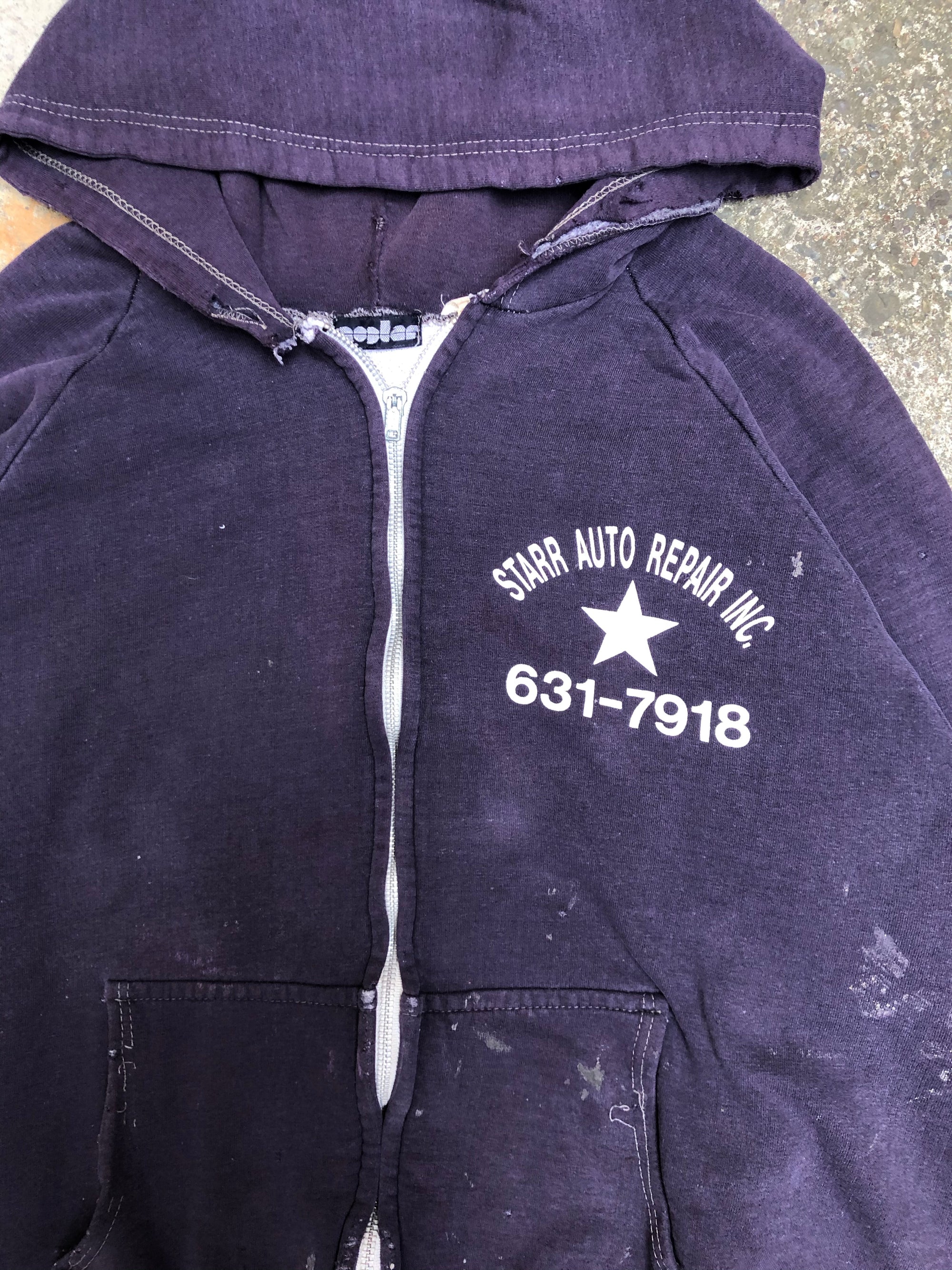 1980s Faded “Starr Auto Repair” Thermal Zip Up Hoodie