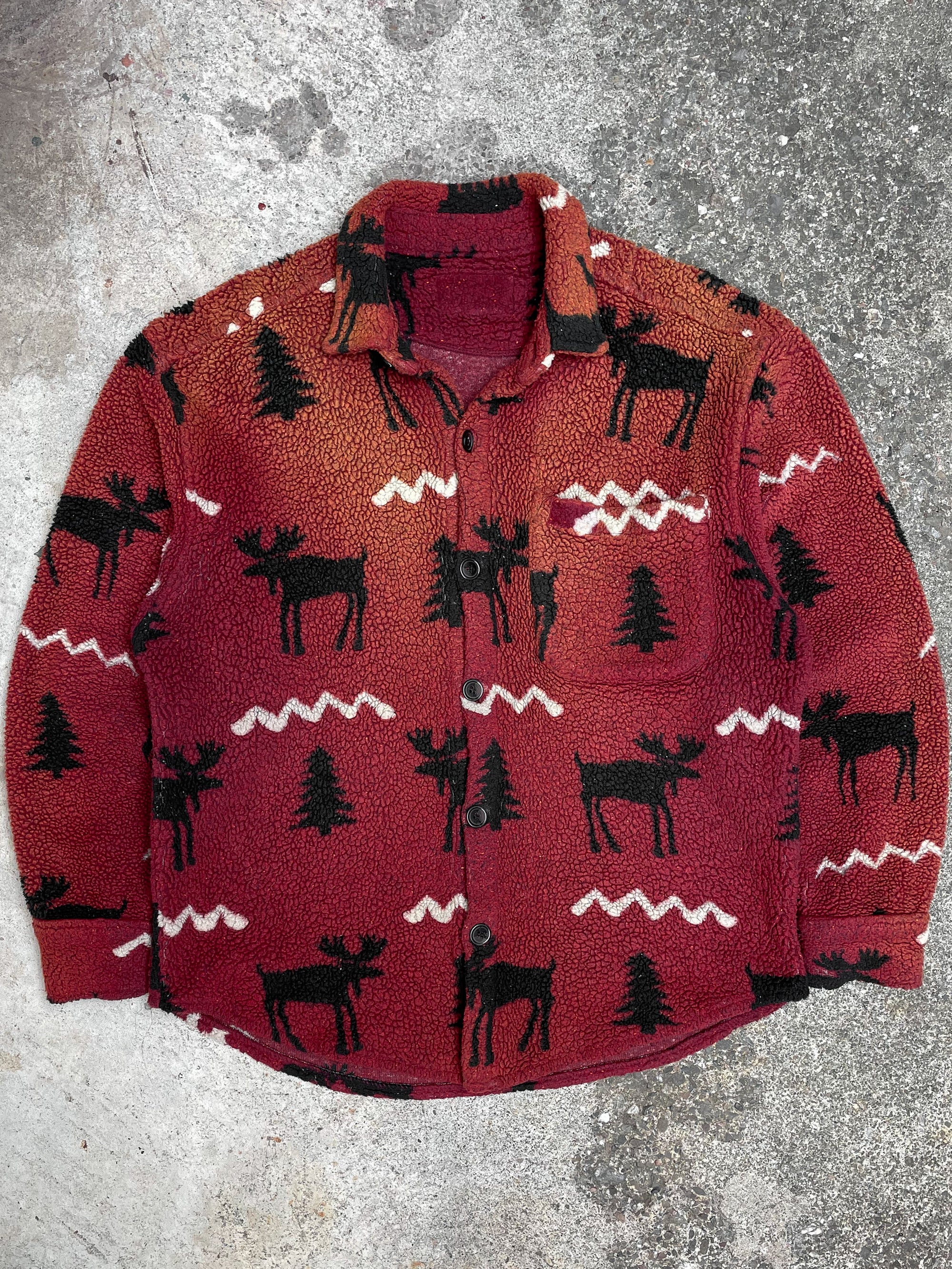 1990s Sun Faded Moose Fleece Shirt (M)