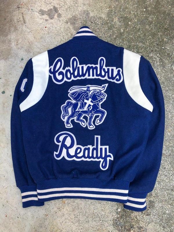 1980s Royal Blue “Columbus Ready” Varsity Jacket