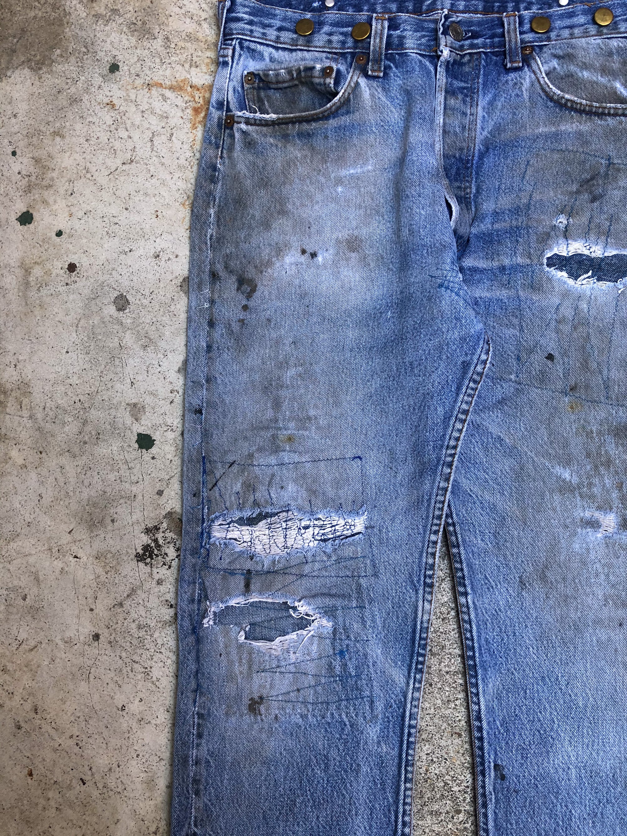 1980s Levis Repaired Worn In Blue 501 (31X27)