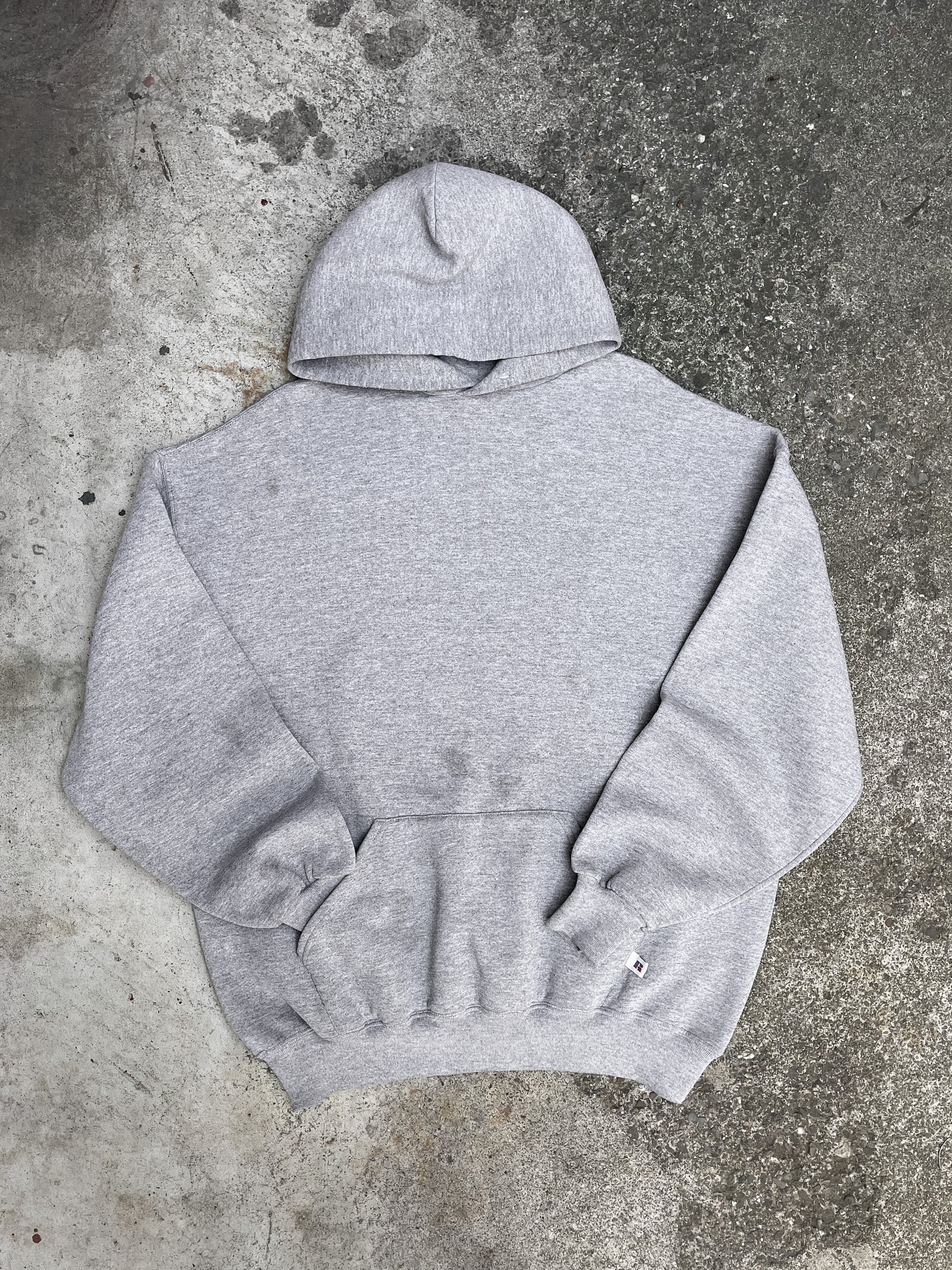 1990s Russell Heather Grey Blank Hoodie