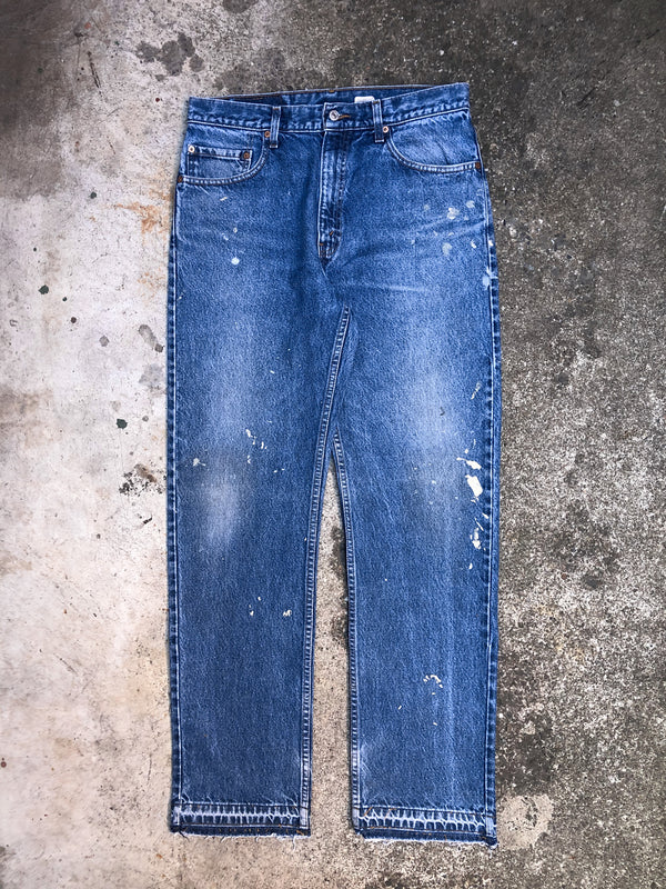 1990s Levis Painted Blue 505 Released Hem (33X32)