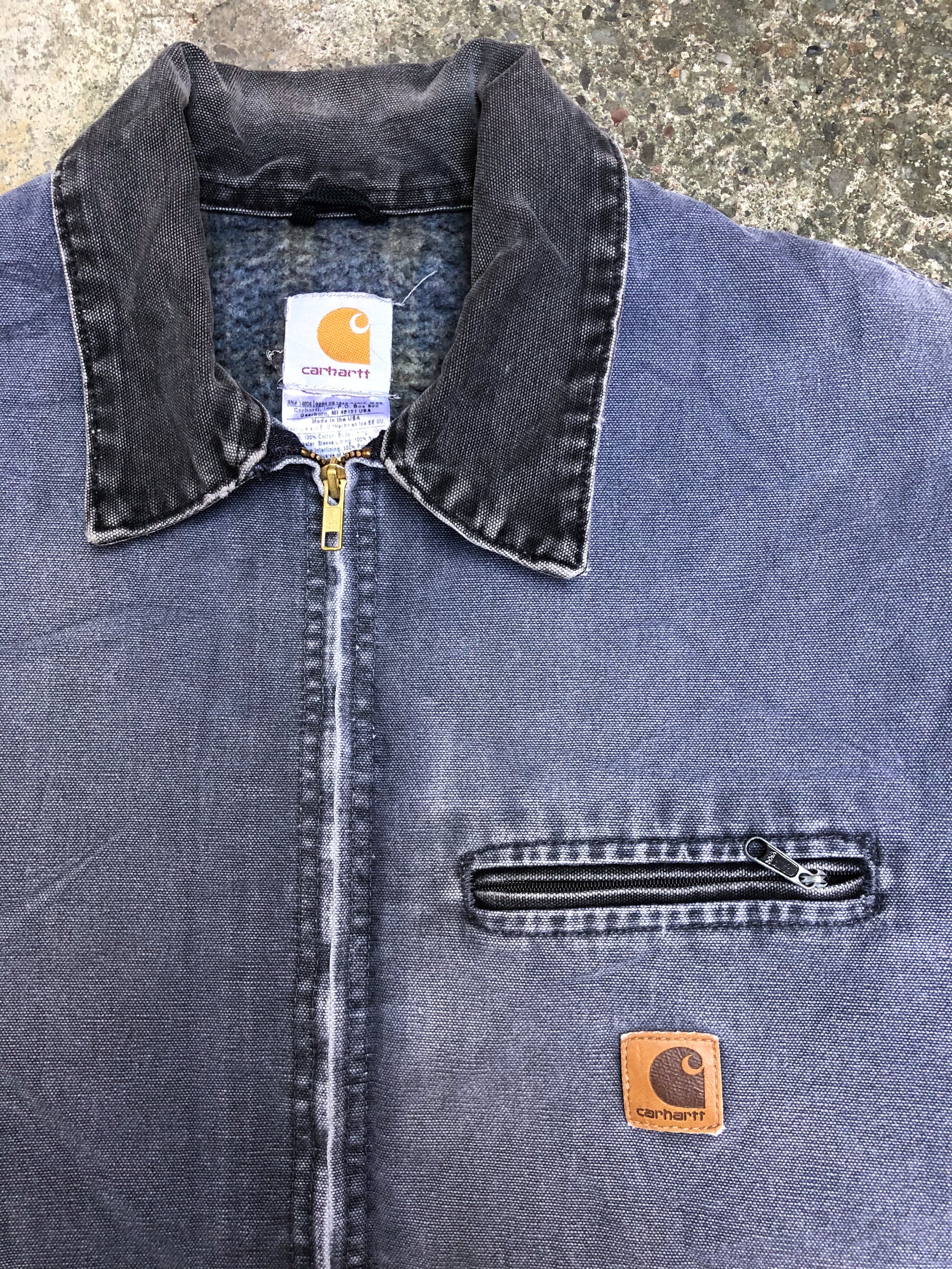 1990s Carhartt Faded Petrol Blue Lined Work Jacket (XL)