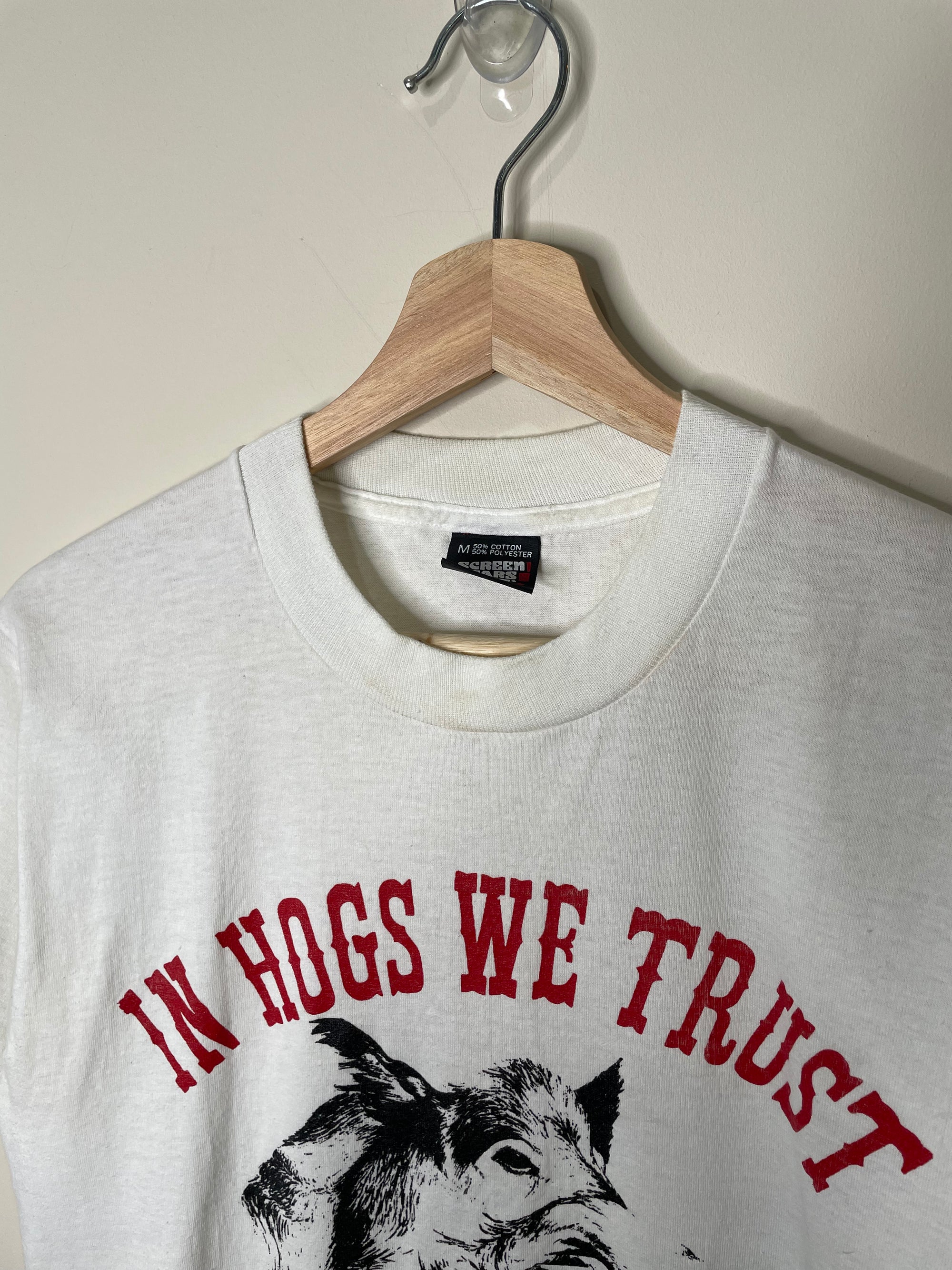 1990s “In Hogs We Trust” Single Stitched Tee (S/M)