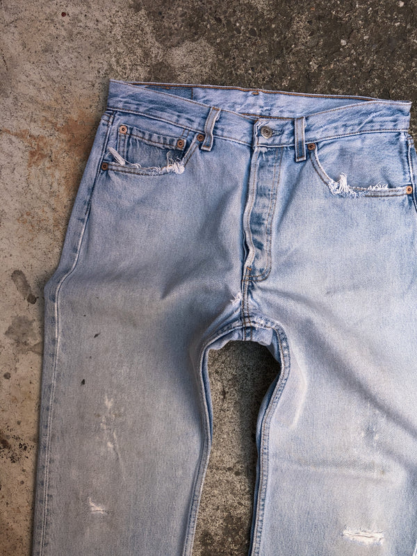 1990s Levis Distressed Faded Blue 501 (30X28)