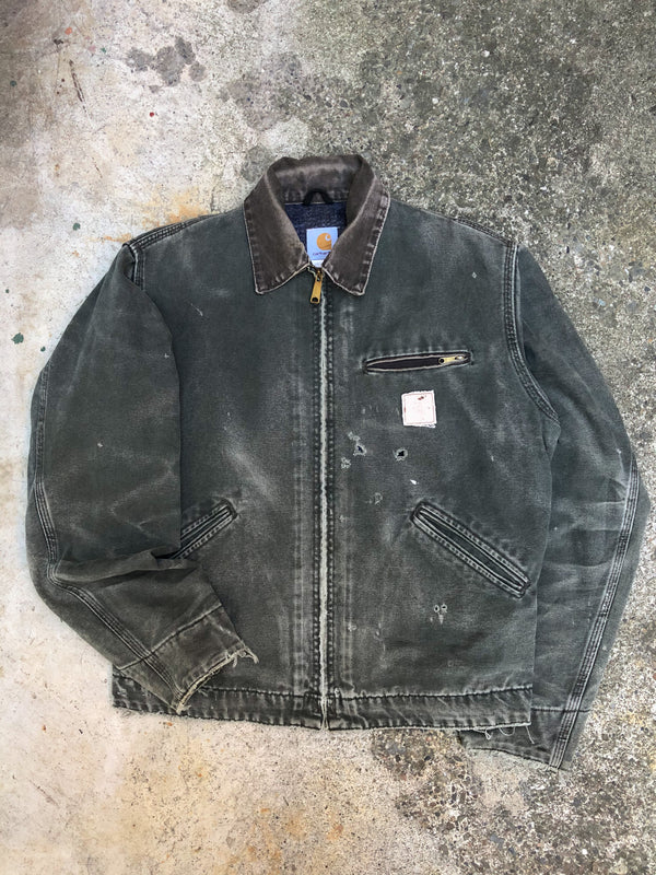 1990s Carhartt Faded Moss Green Lined Work Jacket (M)