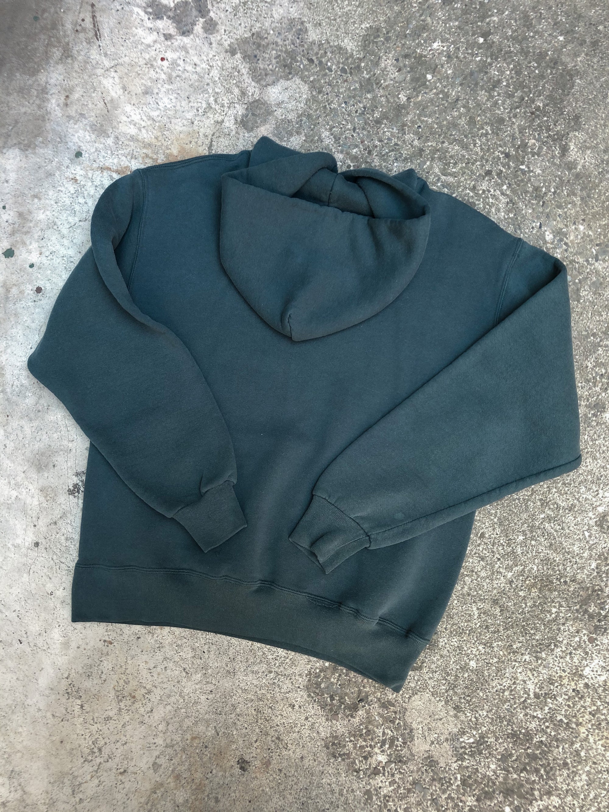 1990s Russell Faded Dark Sea Foam Blank Hoodie