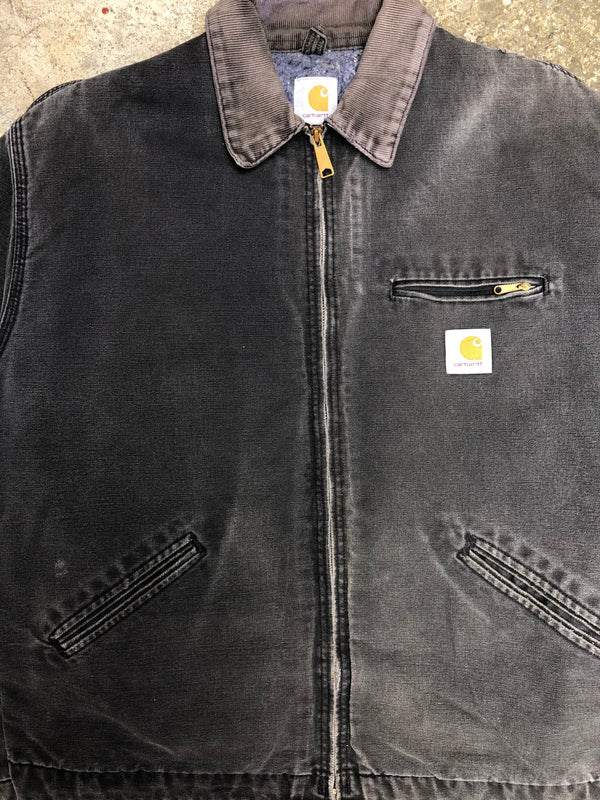 1990s Carhartt Faded Black Lined Work Jacket (XL)