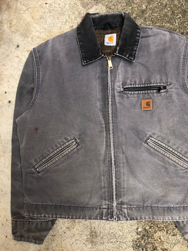 1990s Carhartt Faded Gravel Grey Lined Work Jacket