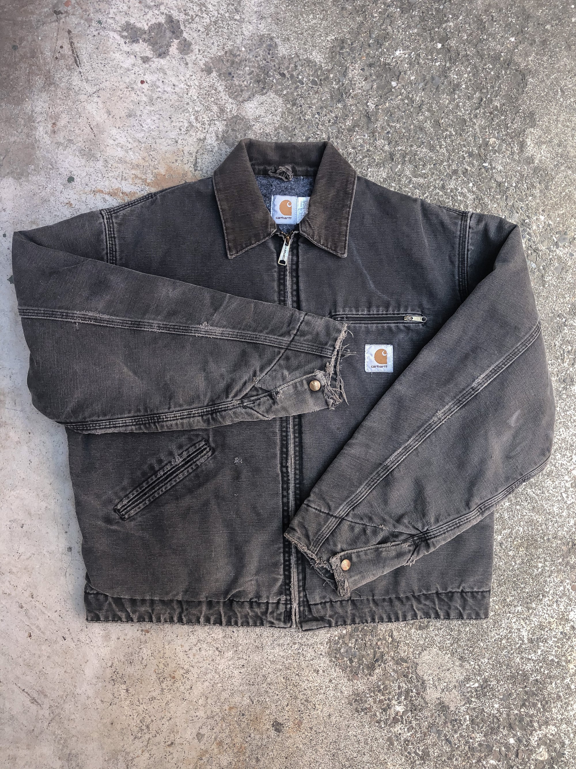 1990s Carhartt Faded Black Lined Work Jacket (L)