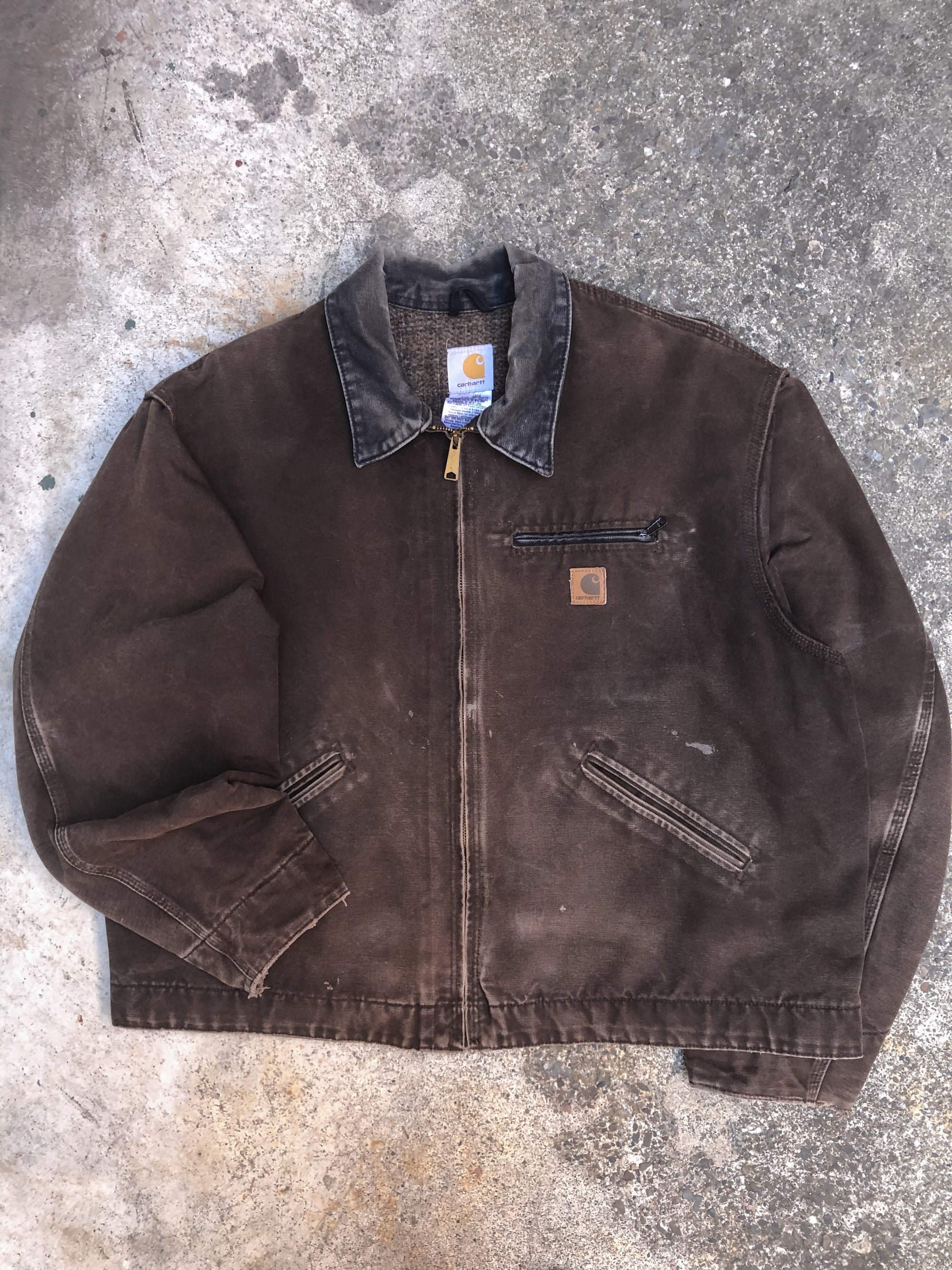 1990s Carhartt Faded Dark Brown Lined Work Jacket (2XL)