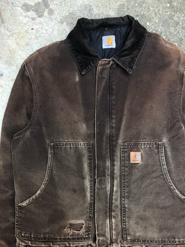 1990s Carhartt Faded Dark Brown Quilted Arctic Jacket (M/L)