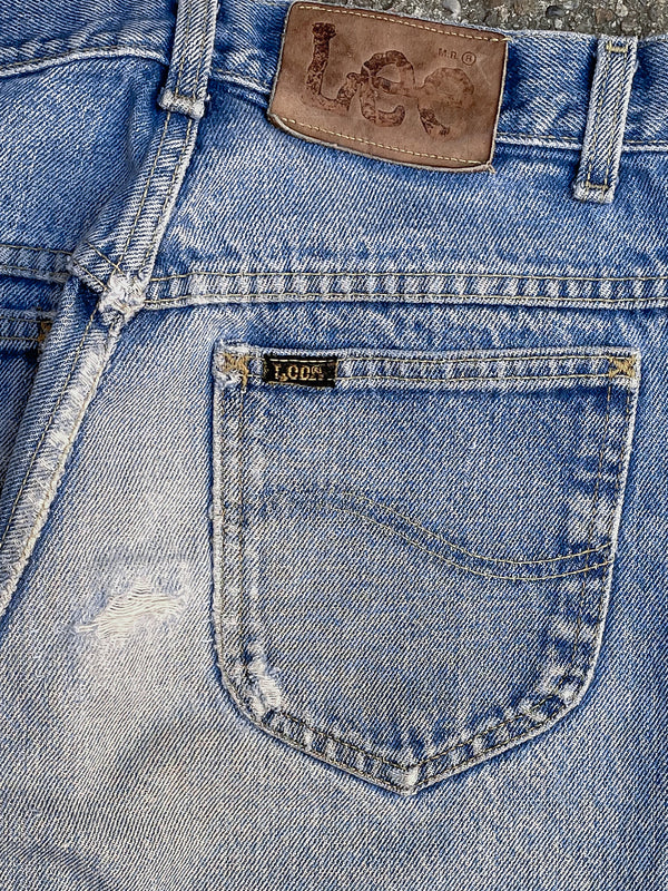 1970s Lee Distressed Faded Blue Talon Zip Denim (28X27)