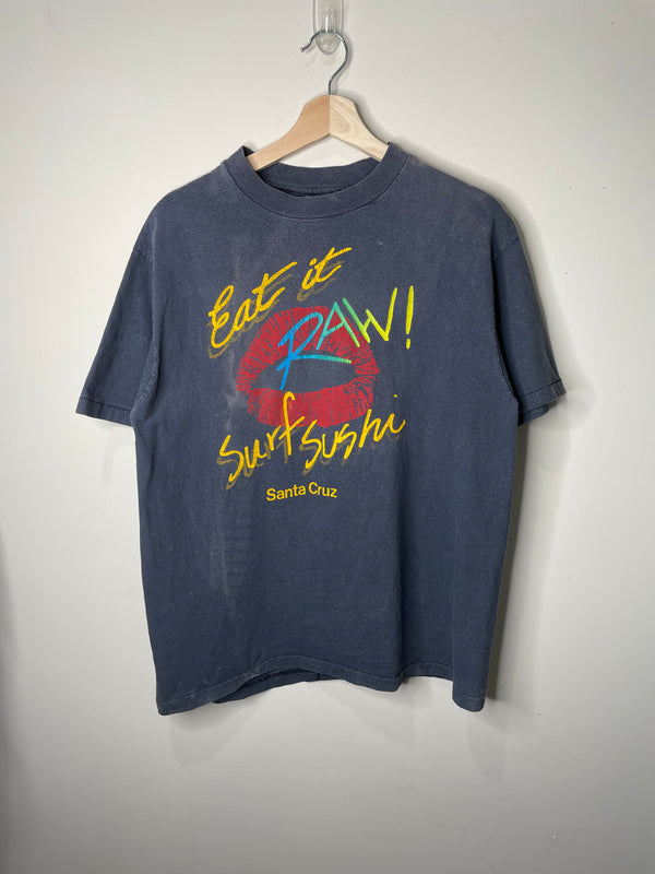 1990s “Surf Sushi” Faded Single Stitched Hanes Beefy Tee (M/L)