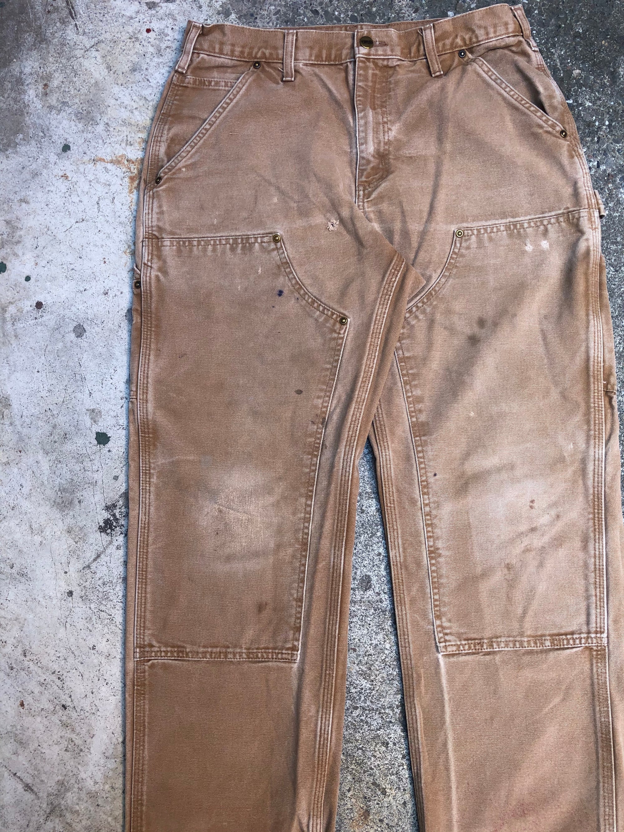 Carhartt B136 Tan Double Front Knee Work Pants (32X29)