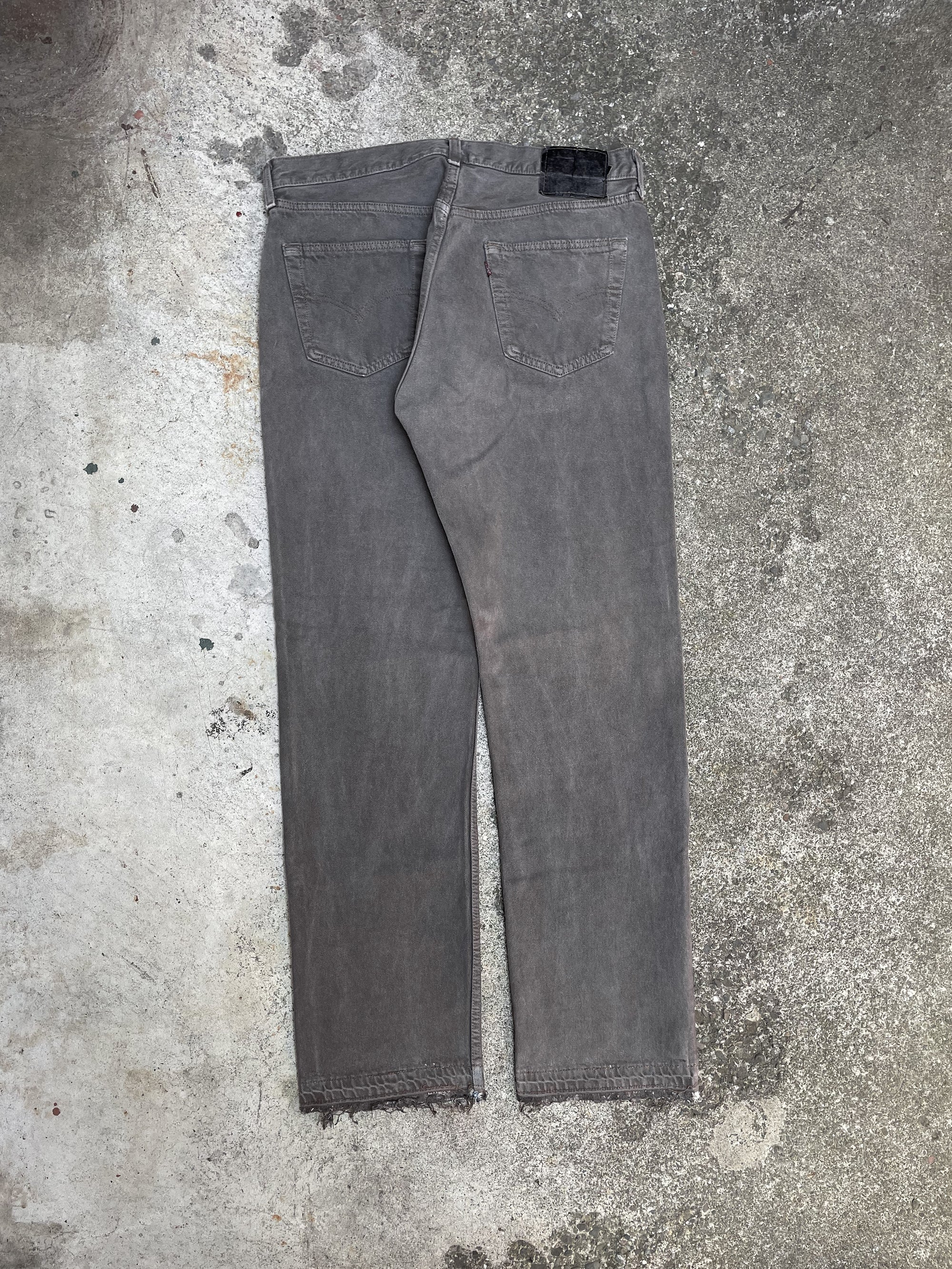 1990s Levi’s Dusty Grey Overdye 501 Released Hem (34X32)